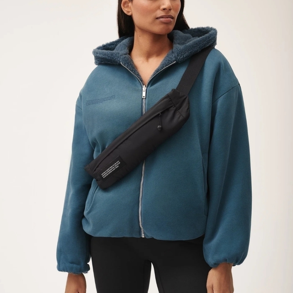 Pangaia Recycled Wool Fleece Reversible Bomber Jacket Storm Blue Women's Small